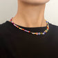 Jewelry Couple Fashion Beaded Clavicle Chain Summer Fresh Necklace Glass Rainbow Flower Necklace