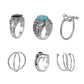Simple Ins cold silver ring fashion personality men's blue turquoise wrench antlers multi-piece ring set