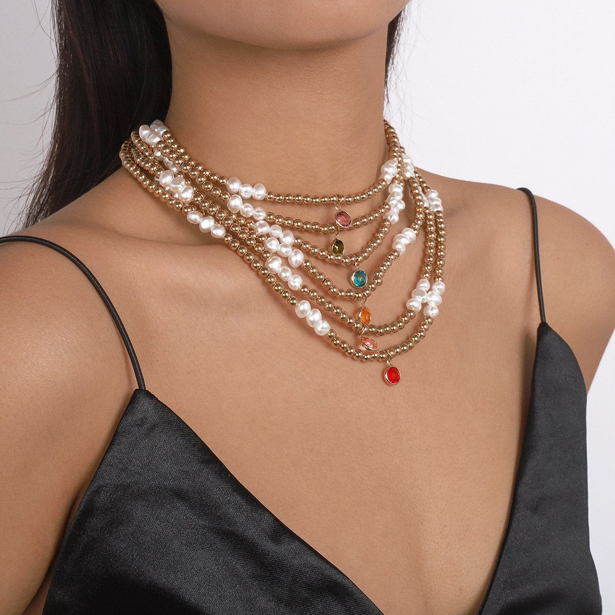 N154 Bohemian Ethnic Necklace CCB Beaded Leisure Vacation Necklace Simple Fashion Necklace Women