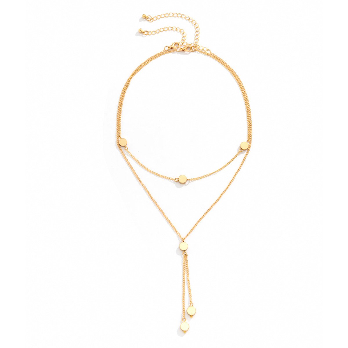 Jewelry simple and versatile metal bead pendant necklace retro cold chain tassel necklace