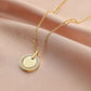 Fashion personality stainless steel gold shell letter M diamond pendant titanium steel ladies necklace