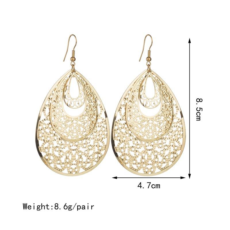 Popular Fashion Jewelry Exaggerated Quality Hollow Water Drop Earrings Earrings