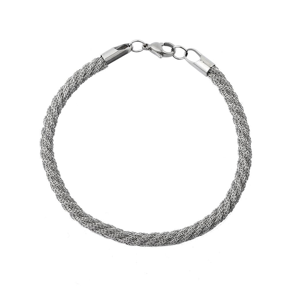 Men's Stainless Steel Vacuum Gold Plated Bracelet Fashion Simple Mesh Twist Chain Bracelet