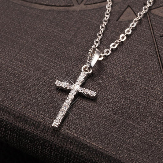 Hip-hop square zircon cross necklace punk personality male and female couple pendant accessories