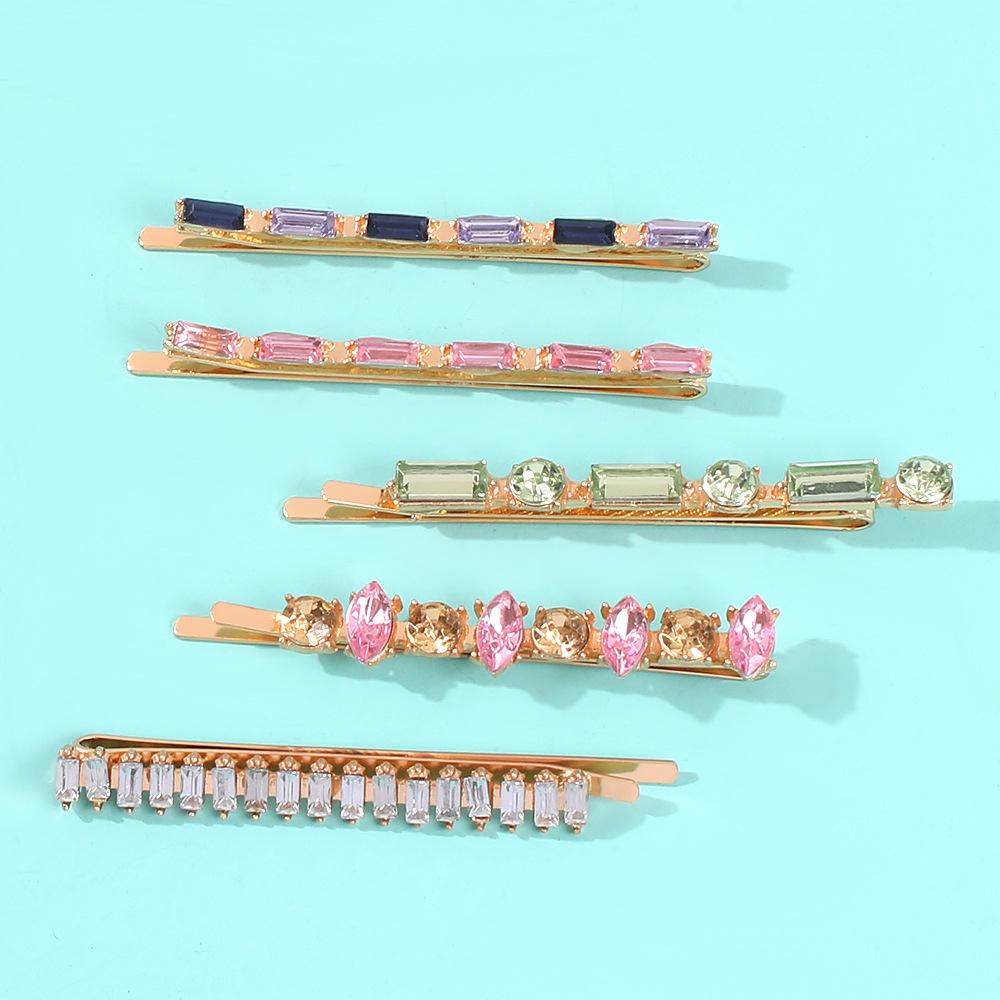 F122 street shooting with the same fashion color diamond clip five-piece hair accessories set hair clip
