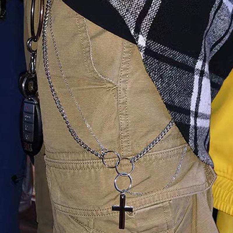 Fashion couple ring jewelry trendy personality hip-hop men and women cross sweater chain necklace accessories