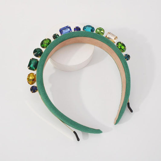 F364 Geometric Hair Dress Glass Diamond Flannel Candy Color Simple Headband Girly Temperament Age-Reducing Headwear