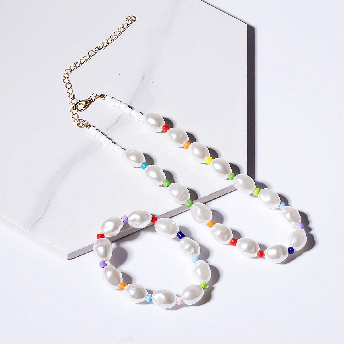 Jewelry Versatile Color Rice Beads Short Pendant Jewelry Temperament Baroque Shaped Pearl Necklace Female
