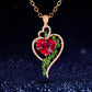 Fashion Ladies Ruby Heart Pendant Necklace Set Green Diamond Heart Necklace Jewelry