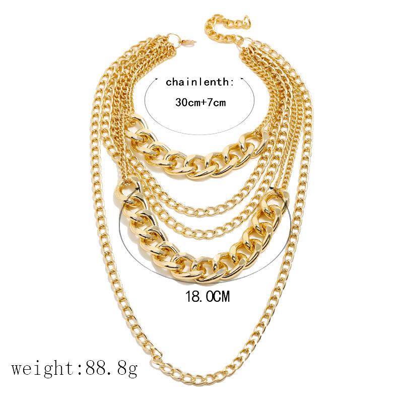 Jewelry Exaggerated Multilayer Punk Hip Hop Necklace Female Fashion Thick Chain Necklace Sweater Chain
