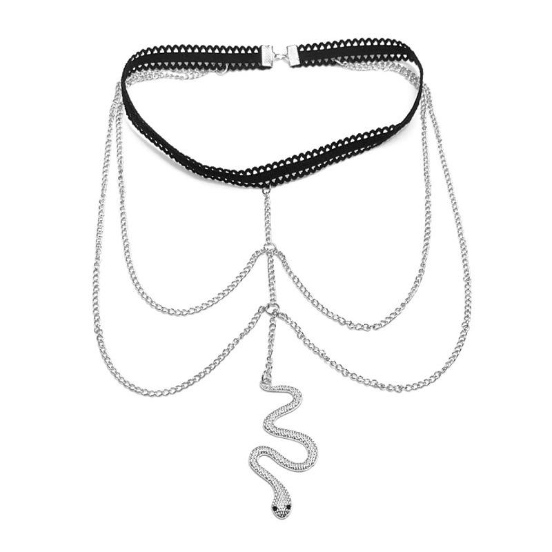Double Layer Thigh Chain Stretch Snake Long Leg Chain Women Bohemian Fashion Layered Chain Body Chain Jewelry