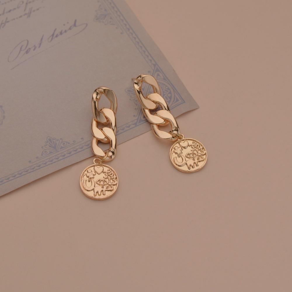 Punk Heavy Metal Chain Earrings Fashion Round Alloy Earrings Women Accessories