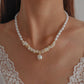 N9995 Simple Double Layer Necklace Female Imitation Pearl Stone Temperament Lady Necklace French Cold Necklace