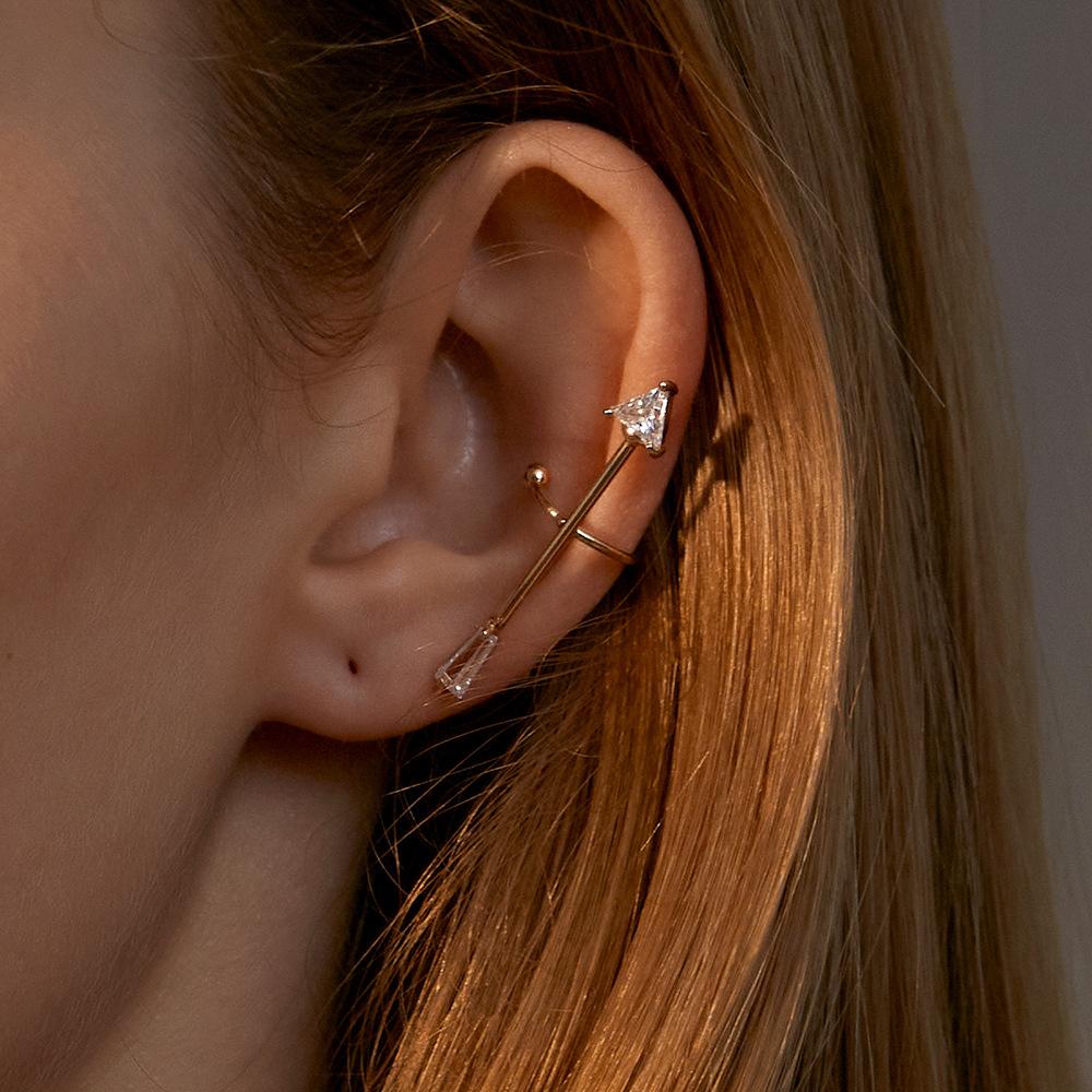 Temperament zircon arrow ear clip simple all-match single non-pierced earrings ins ear bone clip