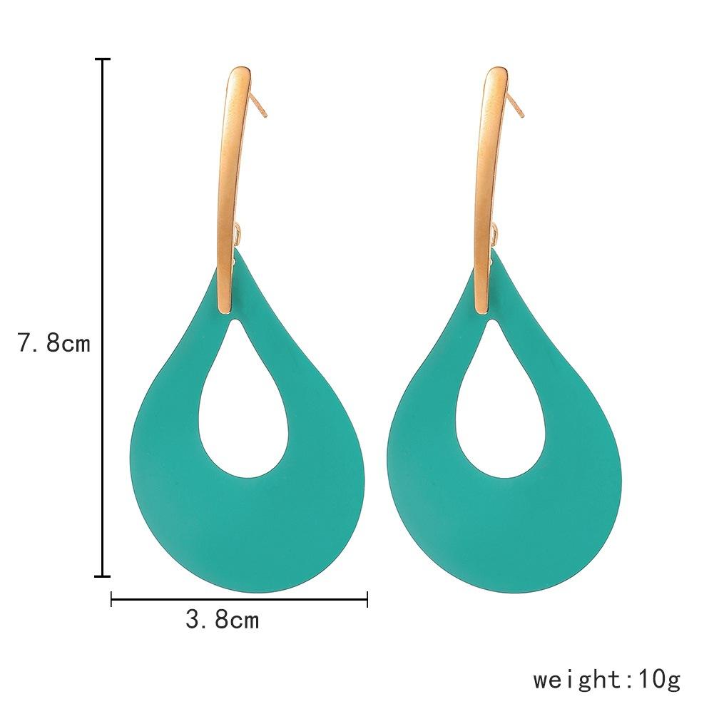 Three-dimensional fashion personality hollow exaggerated water drop long earrings geometric metal paint petal earrings for women