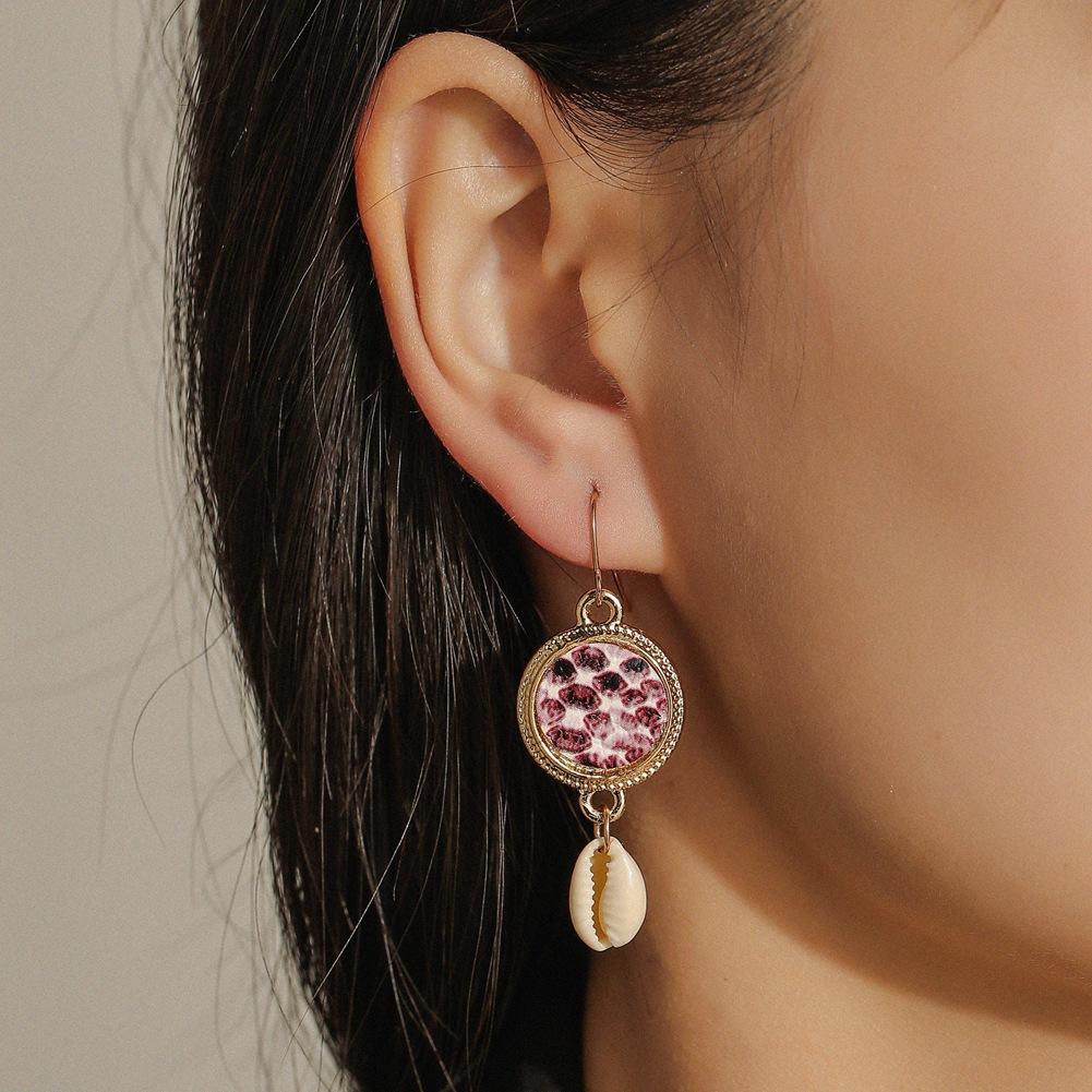 Jewelry Bohemian Colored Fish Scale Round Earrings Fashion Beach Fish Shell Ladies Earrings