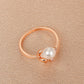 ins pearl flower ring Mori simple opening branch index finger ring niche design ring