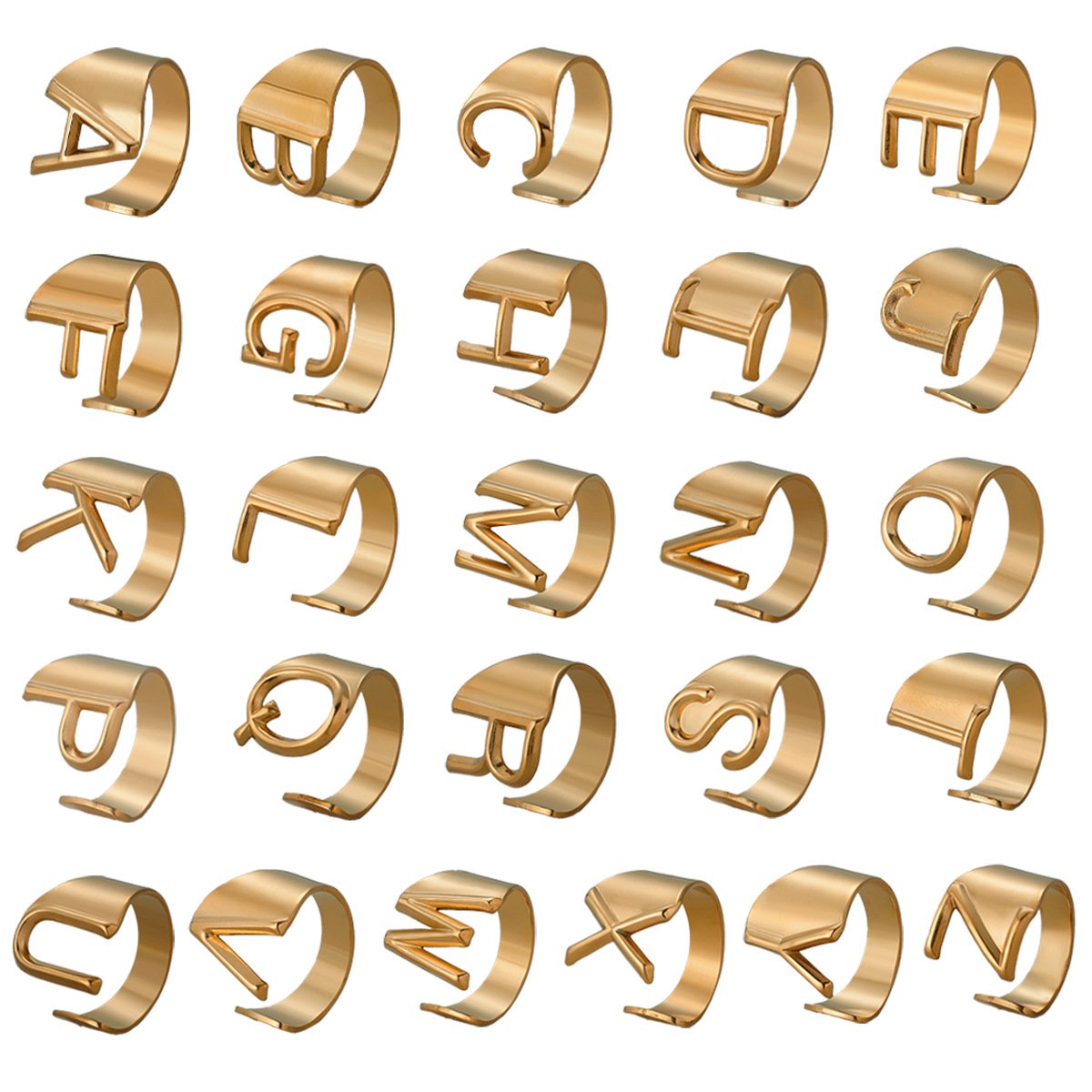 English 26-letter steel peptide ring niche design stainless steel gold-plated cold opening finger jewelry