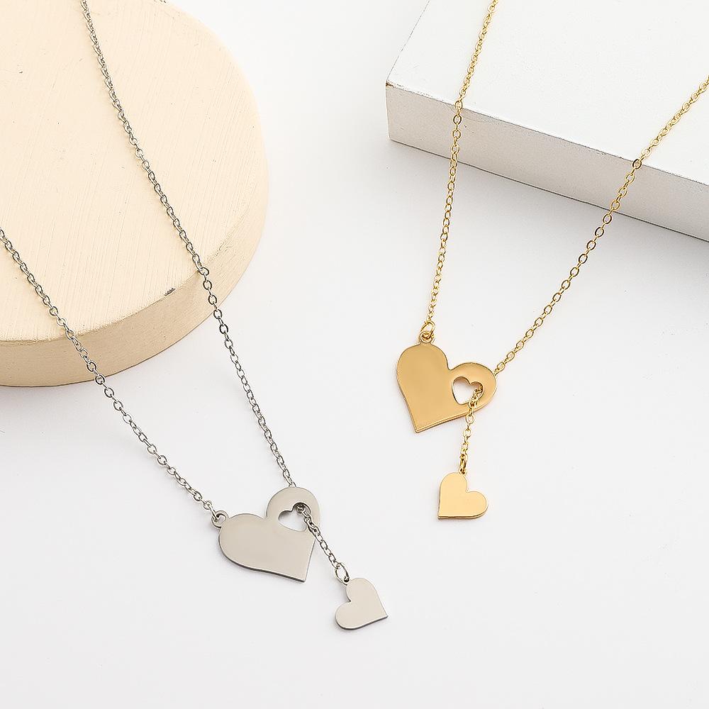 ins simple love pendant necklace female fashion personality creative hollow peach heart clavicle chain Y-shaped necklace