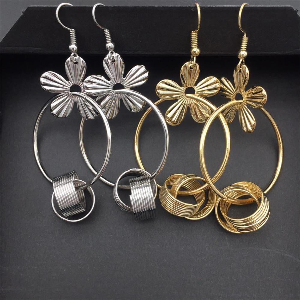 Double Circle Cross Large Circle Circle Sunflower Female Earrings Pop Earrings Night