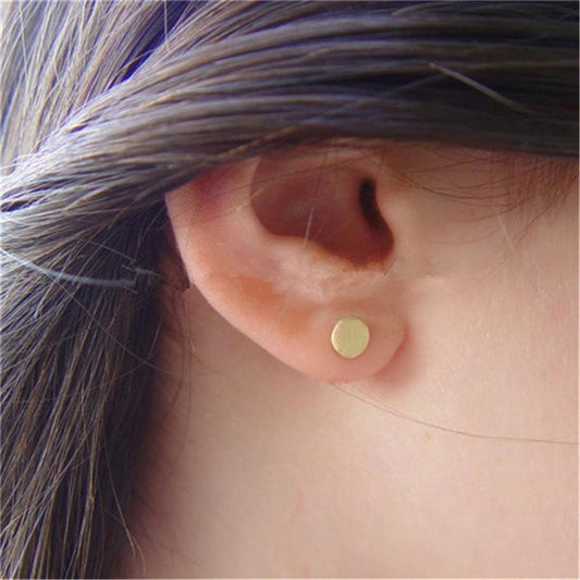 Explosive style popular brushed electroplating round beveled edge stud earrings classic all-match female accessories