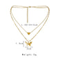 Ins niche light luxury titanium steel gold-plated double-layer necklace three-dimensional butterfly love pendant collarbone necklace