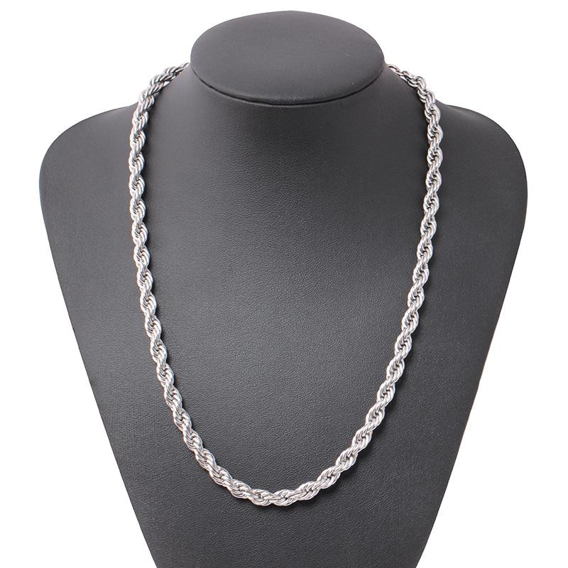 Fashion Stainless Steel Twist Chain Necklace Hipster Simple Fashion Titanium Steel Jewelry