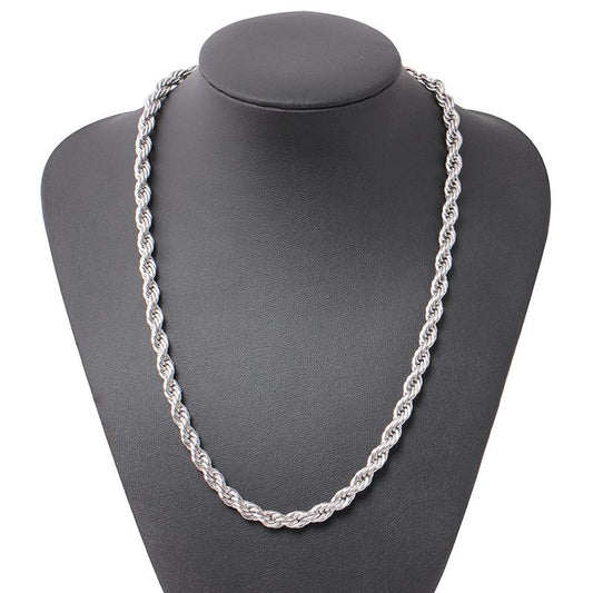 Fashion Stainless Steel Twist Chain Necklace Hipster Simple Fashion Titanium Steel Jewelry