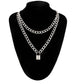 Accessories retro temperament personality geometric pendant necklace double lock all-match necklace