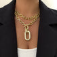 Jewelry Trend Personality Aluminum Chain Multilayer Necklace Fashion Geometric Metal Buckle Clavicle Necklace Women