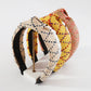 F439 Geometric headband women's raffia woven contrast color knotted headband irregular printing hair accessories