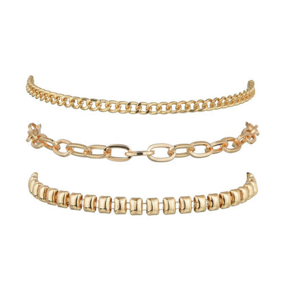 Popular summer beach electroplating KC gold anklet accessories 3 layers anklet for women