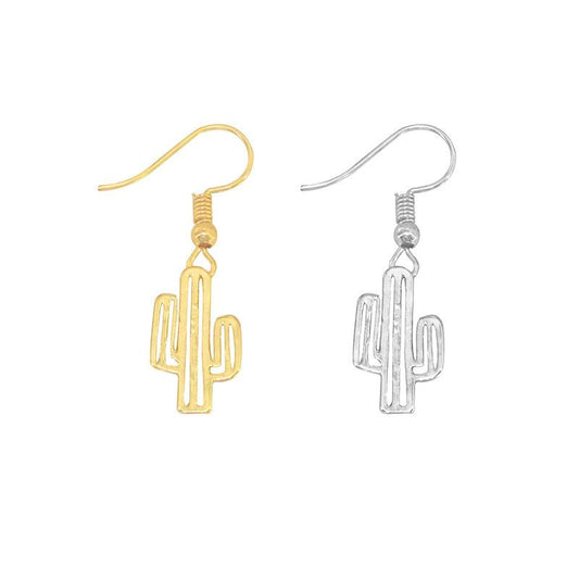 Hollow-out Cactus Earrings Sen Department Simple Korean Versatile Cute Plant Small Earrings Female Electroplated Gold Silver