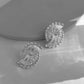 Jewelry metal flower-shaped fan-leaf stitching earrings retro niche geometric all-match earrings for women