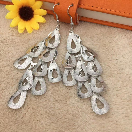 Fashionable Frosted Water Drop String Earrings Long Women Exaggerated Earrings