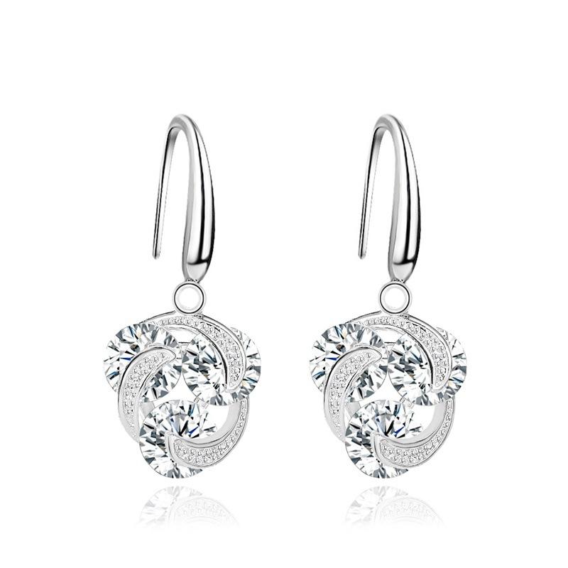 Earrings celebrity temperament micro-inlaid zircon earrings female simple color diamond car earrings