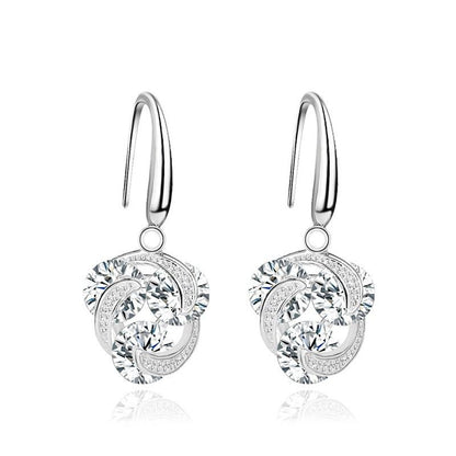 Earrings celebrity temperament micro-inlaid zircon earrings female simple color diamond car earrings