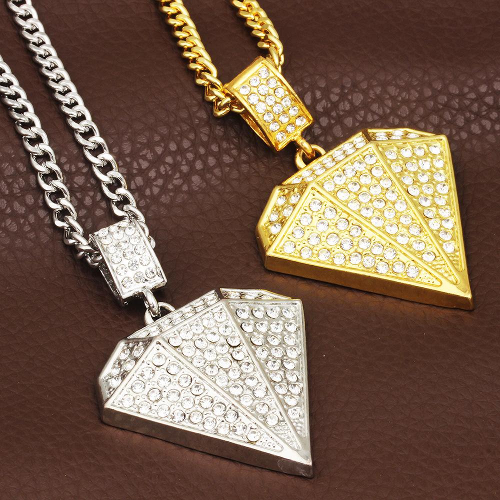 Fashion creative full diamond pendant diamond hiphop hip hop necklace electroplating jewelry