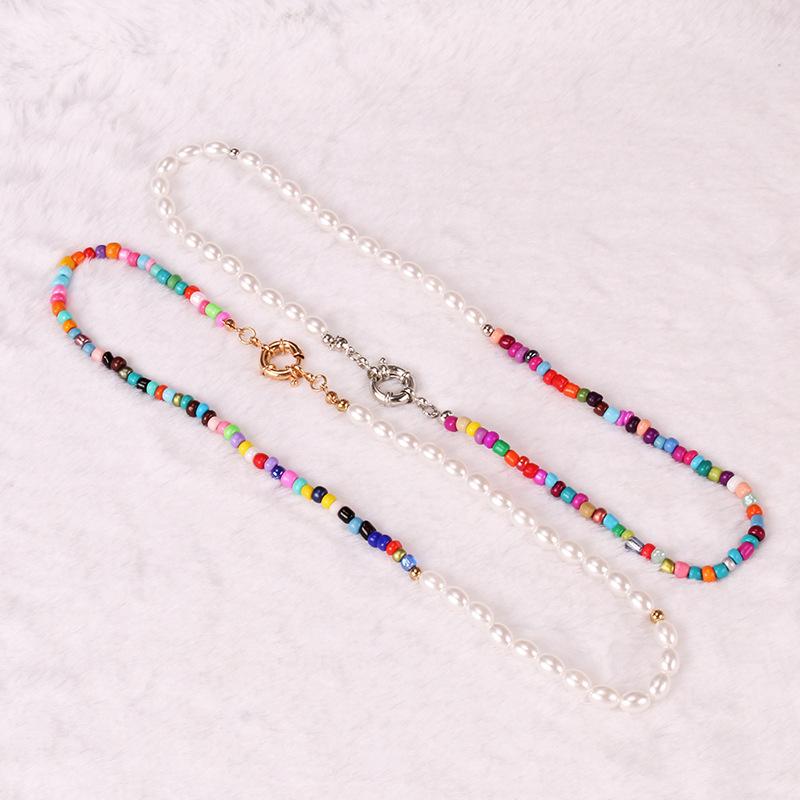 Necklace Women's Asymmetrical Beach Explosion Color Beads Imitation Pearl Trend Fashion Necklace