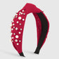F57 creative waffle knotted pure color pearl rhinestone headband baroque net red nail beads wide-brimmed headband female