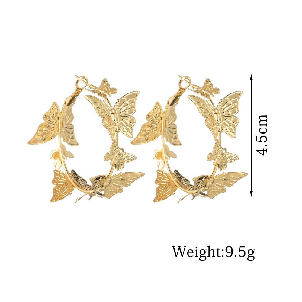 Jewelry Personality Trend Circle Butterfly Earrings Ins Fashion Pop Earrings