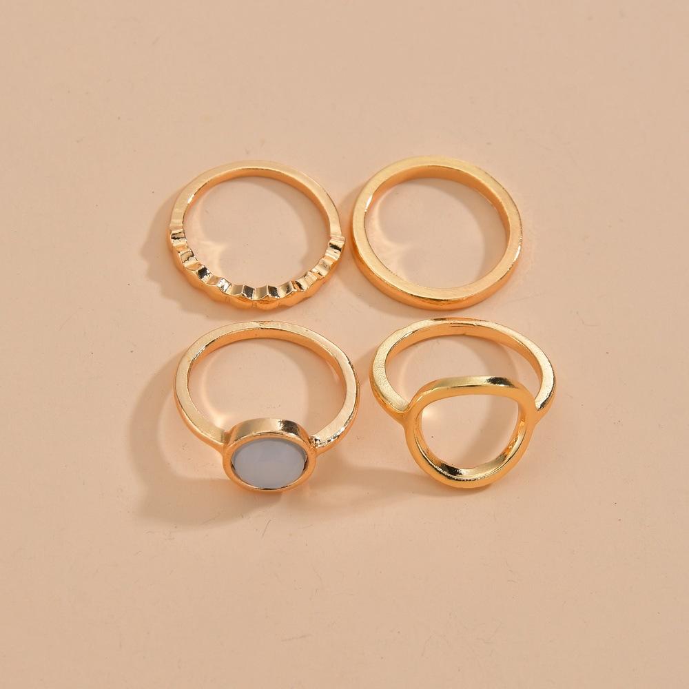 Fashion alloy electroplated KC gold ring simple multi-piece joint ring accessories