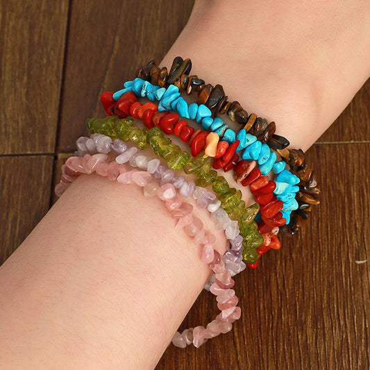 ins natural crystal stone bracelet fashion irregular gravel couple bracelet DIY jewelry