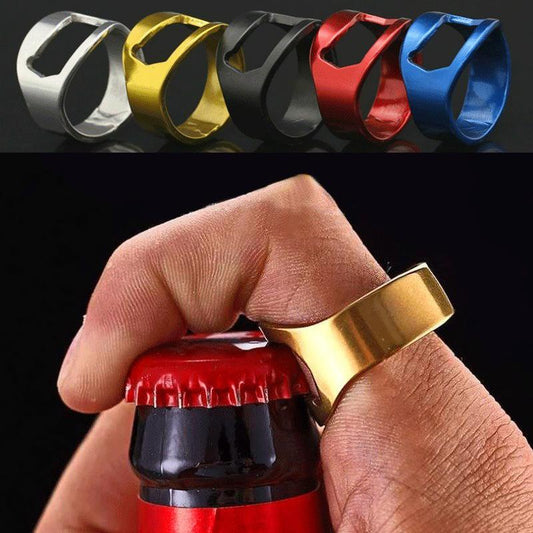 Stainless steel creative corkscrew ring finger protector thickened beer ring upgraded bar barbecue cool artifact