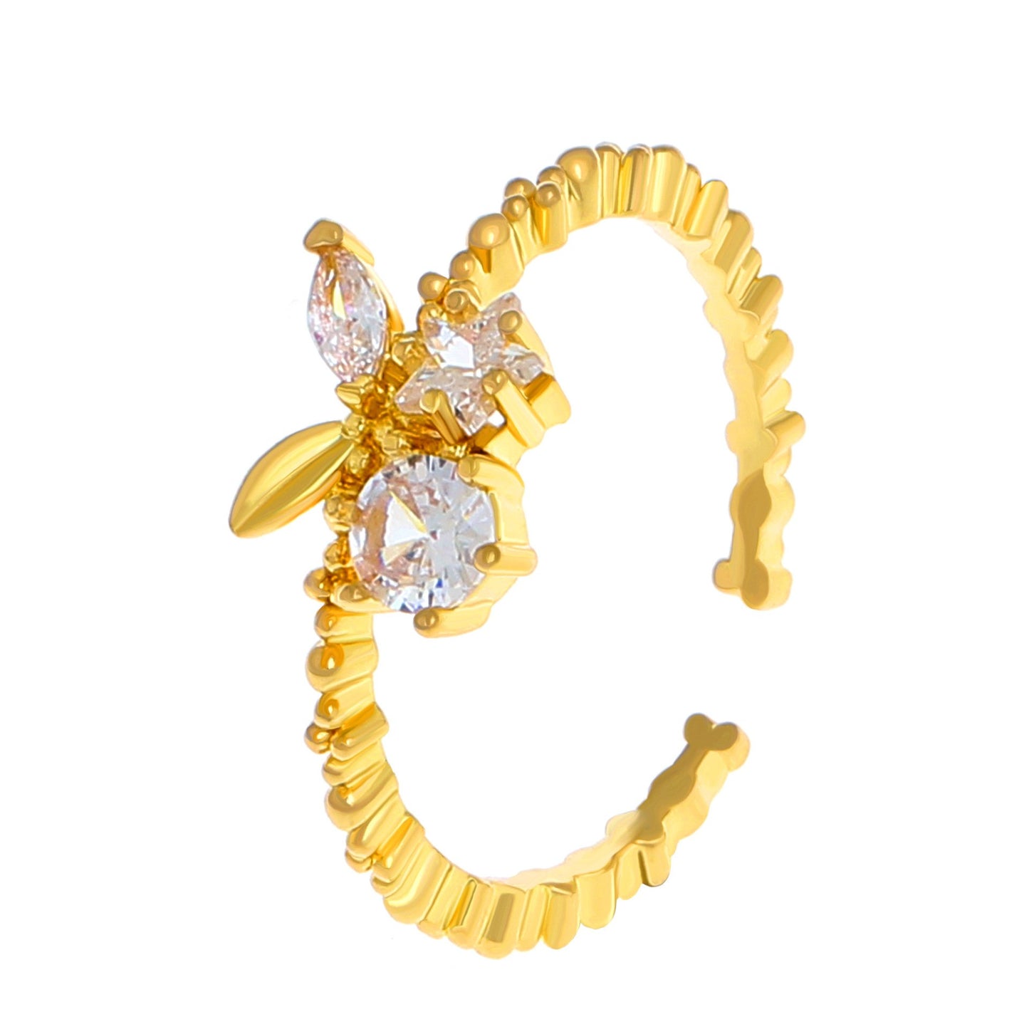 Fashion creative cherry ring femininity niche design micro-inlaid zircon geometric opening index finger ring