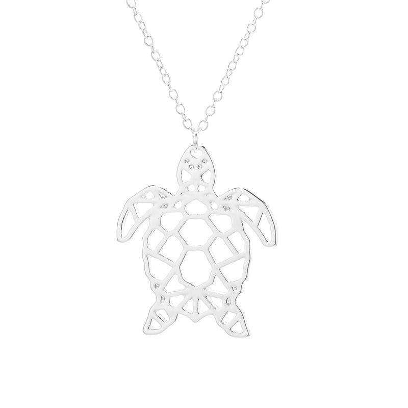 Jewelry Hollow Small Turtle Necklace Pendant Electroplated Gold Silver Alloy Necklace