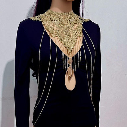 Goth Ethnic Tassel Necklace Sexy Lace Lace False Collar Women Beach Bikini Body Chain