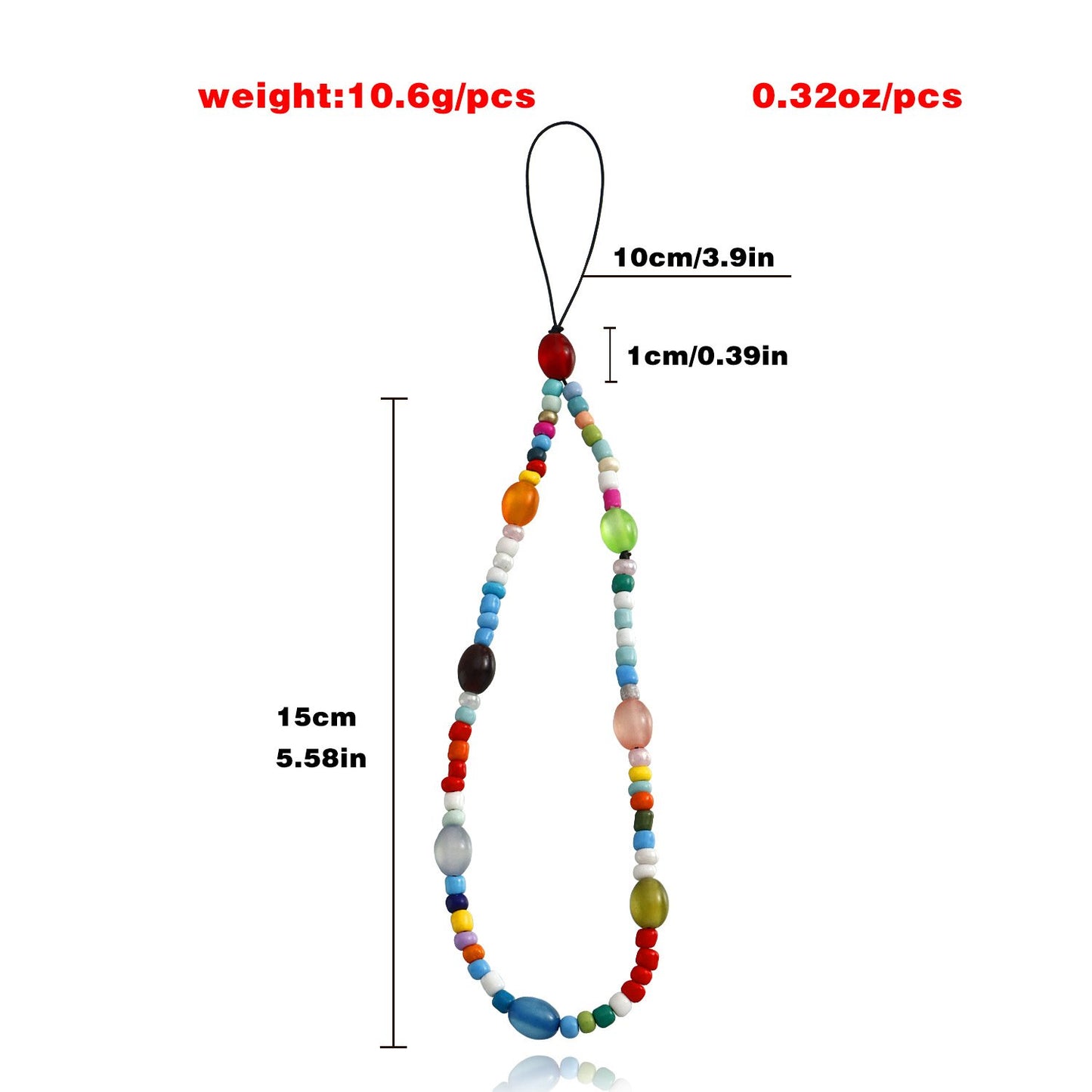 Jewelry mixed color rice beads color oval beaded mobile phone chain ins mobile phone lanyard beaded creative