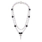 Fashion Vintage Ethnic Double Glass Pearl Pendant Simple Diamond Cross Necklace