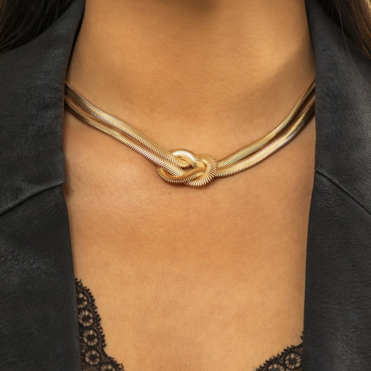 Jewelry metal texture knotted chain necklace female punk hip-hop geometric clavicle necklace
